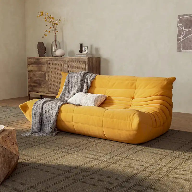 3-Sitzer Wildleder-Stoff Bodensofa Lazy Sofa für das Wohnzimmer
