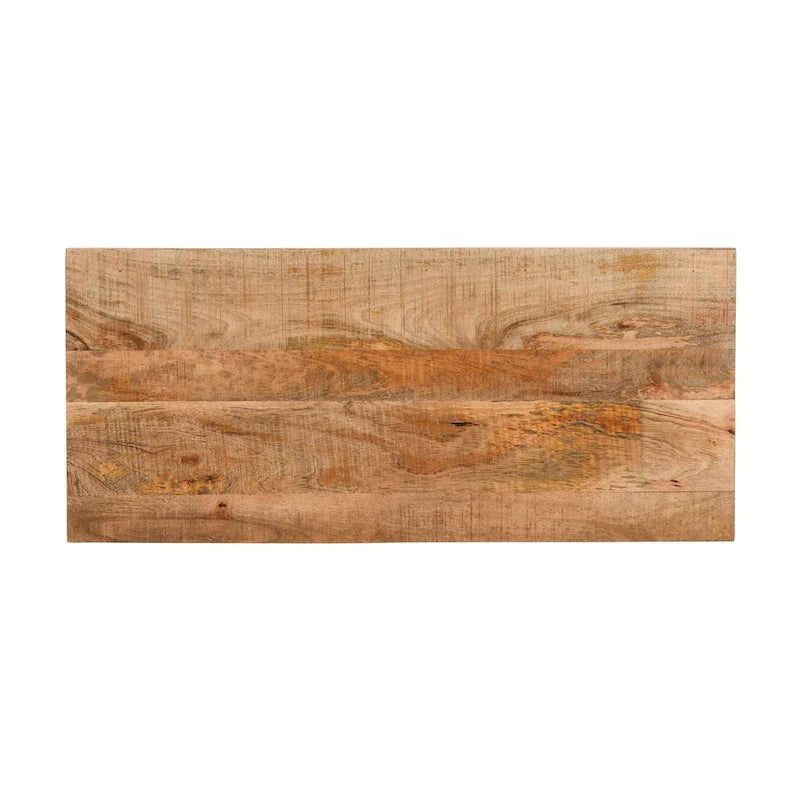 99 cm handgefertigte Farmhouse-Konsole aus Mangoholz, mit 2 Schubladen und 2 Türen, rustikales Braun