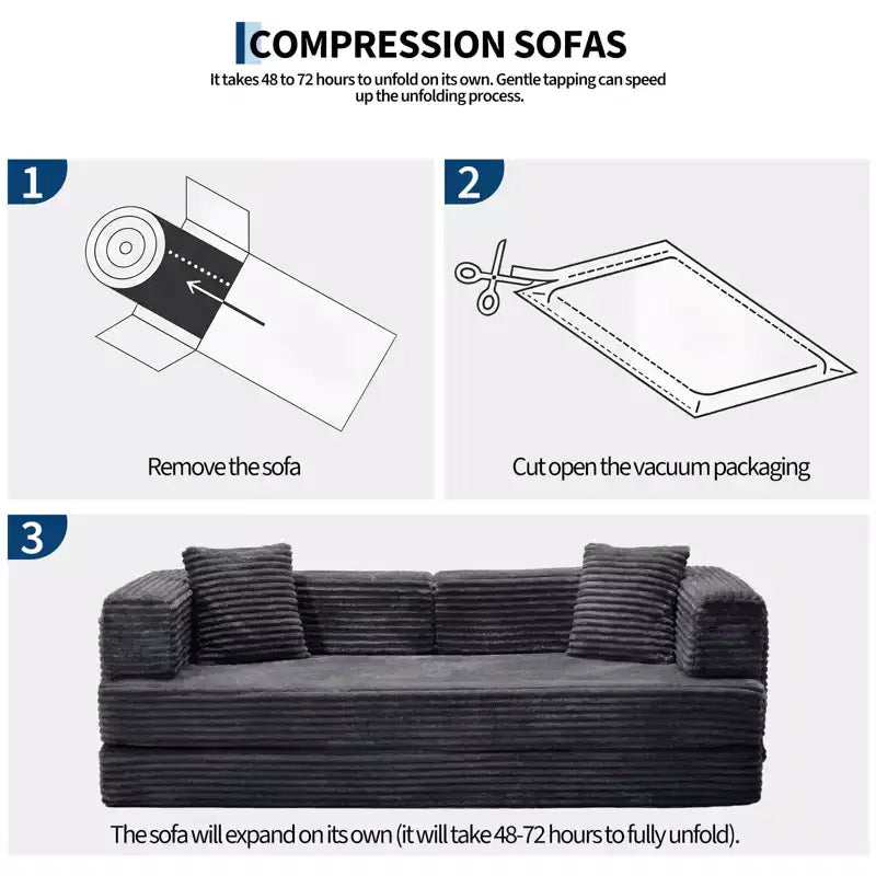 80,7" 5-in-1 ausklappbares Schlafsofa ??Kordsamt, 544 kg, keine Montage erforderlich