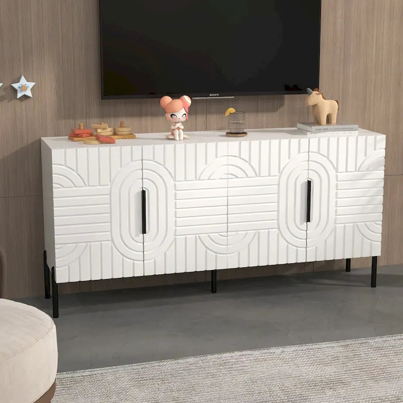 Stilvolle Eleganz: 63-Zoll-TV-Ständer in Weiß – für Fernseher bis zu 65 Zoll – 63 Zoll breit