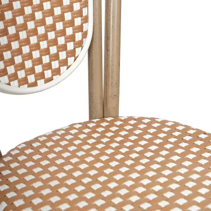 Flash Furniture Lourdes stapelbarer Thonet-Bistrostuhl für den gewerblichen Innen- und Außenbereich, PE-Rattan und Aluminiumgestell