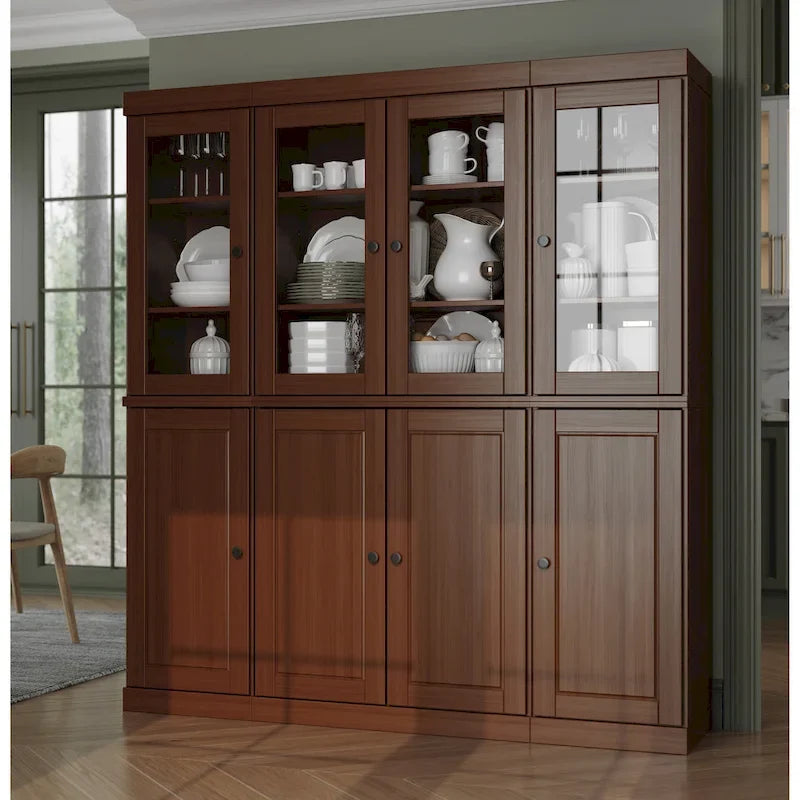 Küchenbuffet aus 100 % Massivholz mit Glas- oder Holztüren und 2-Schubladen-Set, 65 x 71,5