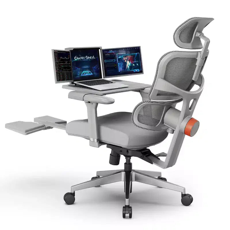 Newtral Ergonomischer Bürostuhl mit Fußstütze - 4D-Armlehnen-Liegestuhl - NT002+LAPD-GRAY