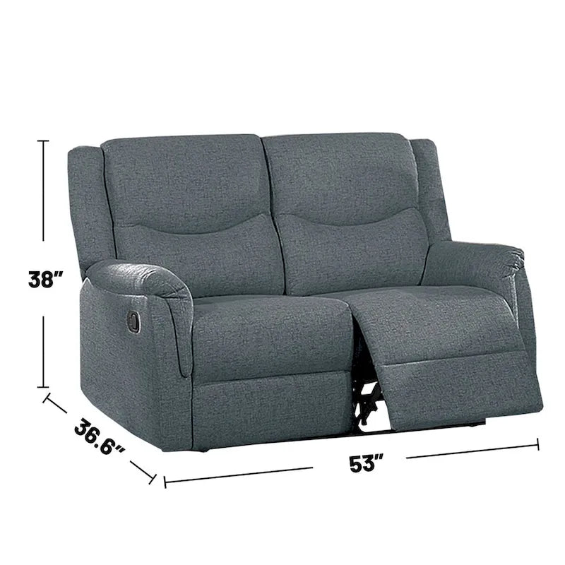 Manuell verstellbares Loveseat-Sofa mit Bezug in Leinenoptik