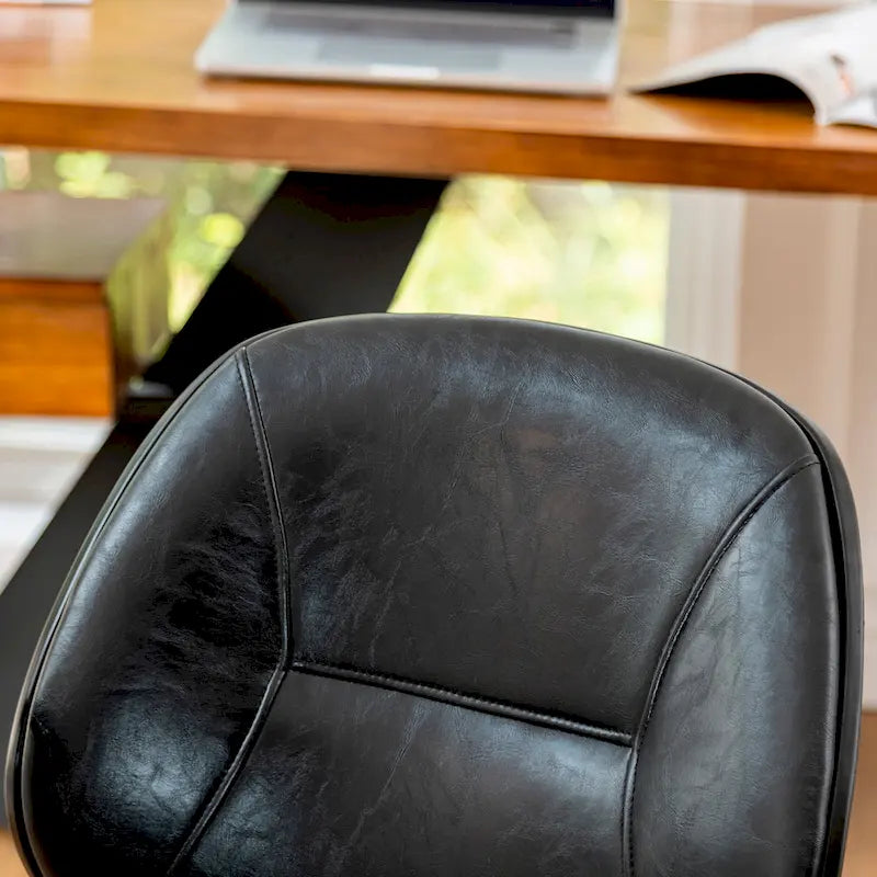 Glitzhome höhenverstellbarer, drehbarer Bürostuhl aus Kunstleder mit Armlehnen und ergonomischem Design