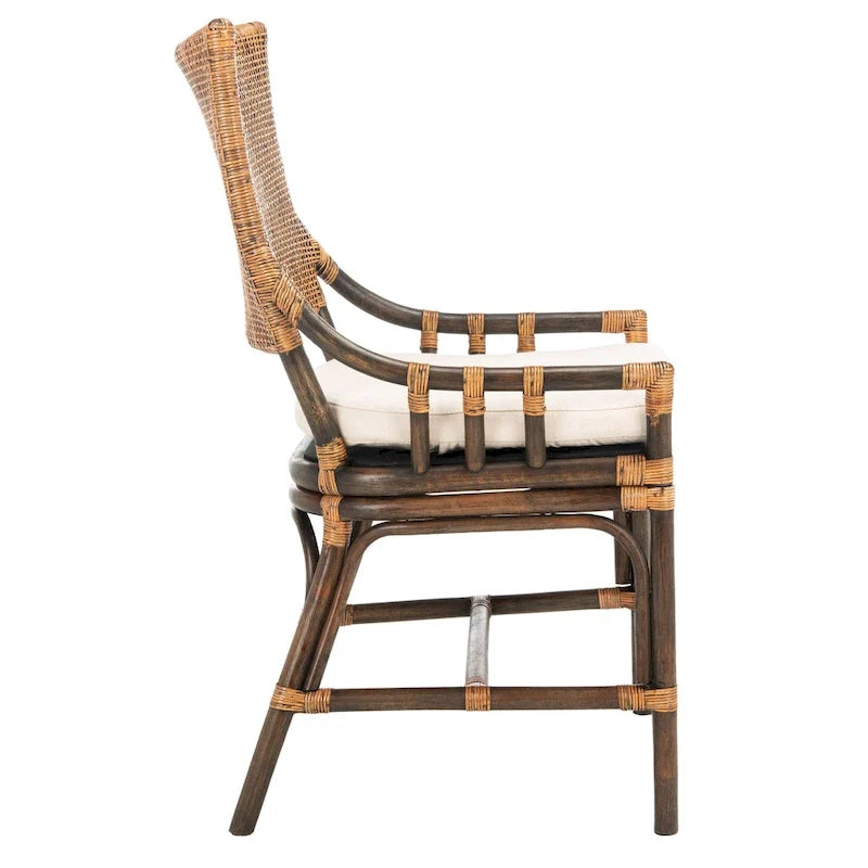 Küstendesign Rattan-Stuhl mit Kissen, 22 B x 24 L x 37 H, 22 B x 24 T x 37 H