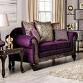 Grendel Traditionelles lila Chenille-Zweisitzer-Sofa mit gerollten Armlehnen von Furniture of America