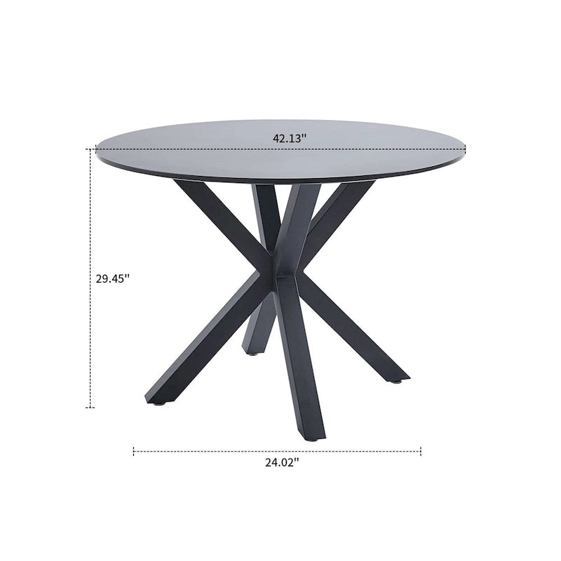 Moderner, runder Esstisch mit minimalistischem Design, MDF-Platte und Metallbeinen