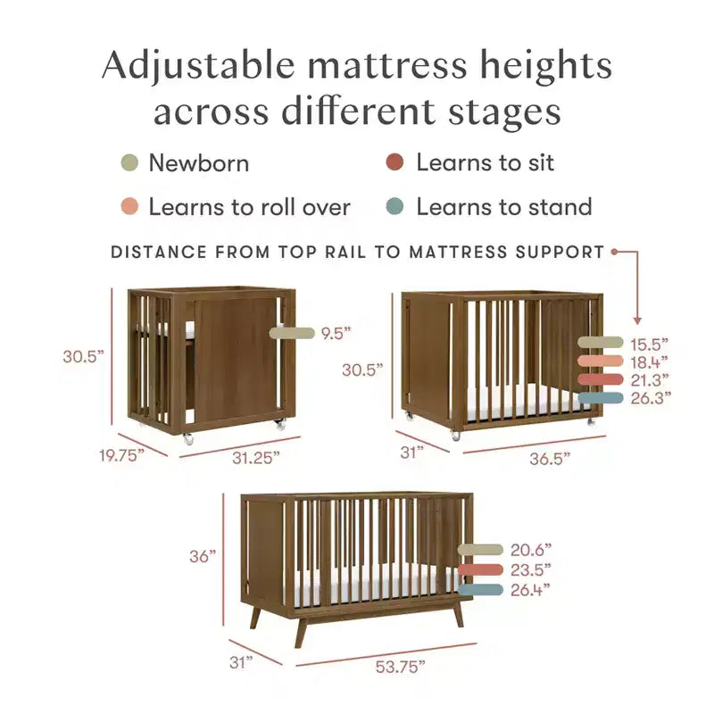 Babyletto Palma 8-in-1 wandelbares Kinderbett für alle Wachstumsphasen mit Beistellbett- und Kleinkindbett-Sets