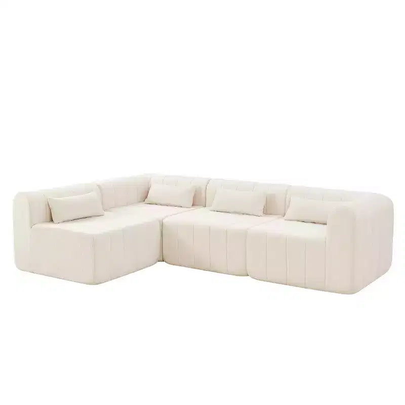 145.5 Modernes, wandelbares Ecksofa, Polster-Ecksofa für 4 Personen mit Schaumstoffkern, L-förmiges Wohnzimmer-Sofa-Panipeachy