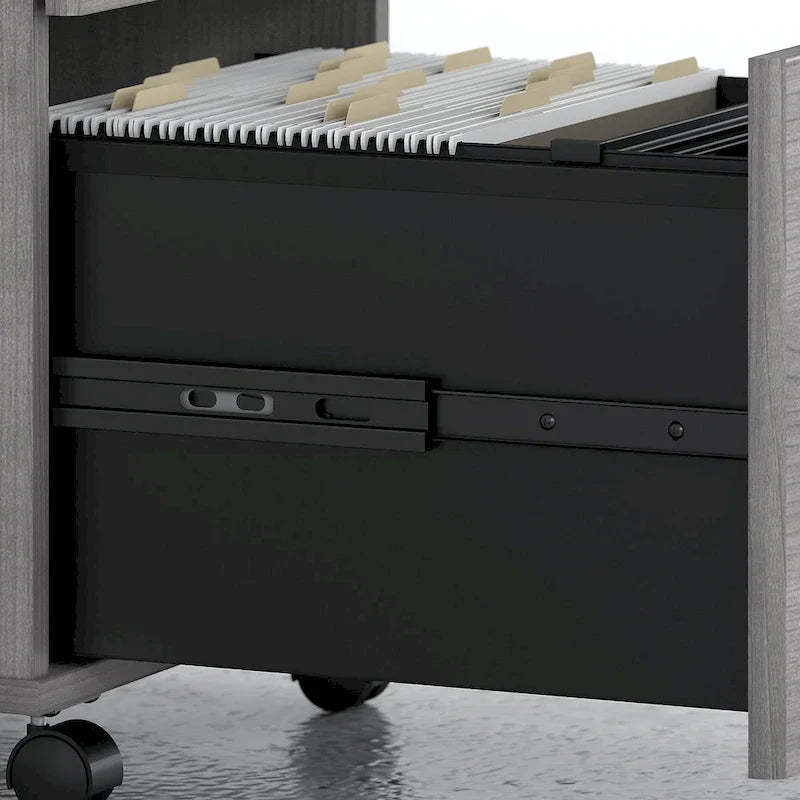 72-Zoll-Schreibtisch mit Aufsatz und mobilstem 3-Schubladen-Rollcontainer