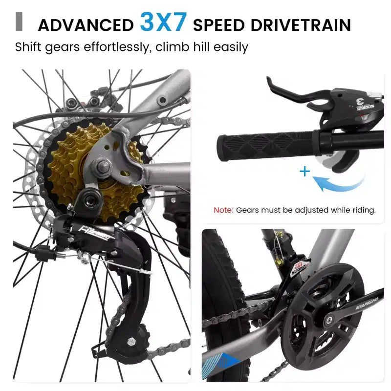 NAYSAYE 26-Zoll-Mountainbike, 21-Gang-Erwachsenenfahrrad mit Rahmen aus hochfestem Carbonstahl und mechanischen Scheibenbremsen vorne und hinten, 67 × 26,5 × 38
