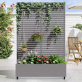 MAYEERTY Pflanzkasten mit Spalier Eisengrau Lamellen Klassischer Stil 183x89x41cm 3er-Set