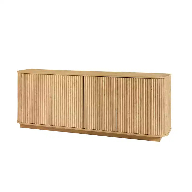 JVNOXK Sideboard mit welliger Holzmaserung, vertikale Streifen, TV-Schrank, geeignet für Schlafzimmer/Eingangsbereich. Naturholz, 64B  15T  24H