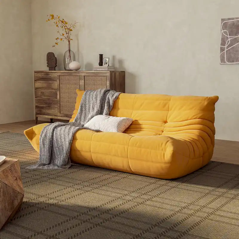 3-Sitzer Wildleder-Stoff Bodensofa Lazy Sofa für das Wohnzimmer