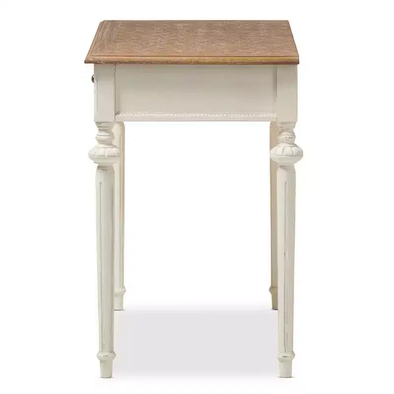 Schreibtisch im französischen Landhausstil in Weiß & Eiche, für 1 Person, 1 Schublade
