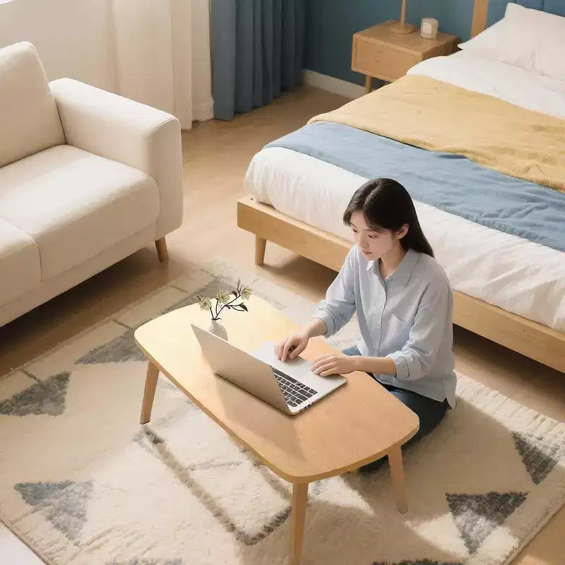 39,9 Klappbarer Couchtisch aus Holz, faltbarer Laptoptisch für kleine Räume, niedriger Schreibtisch für den Boden, für Schlafzimmer, Büro, Wohnung