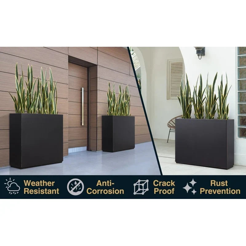 Schwerer metallischer Pflanzkübel für Außenpflanzen, 38L x 10B x 30H Zoll, hohe und lange Pflanzbox mit Metallteiler – 38 x 30 x 10