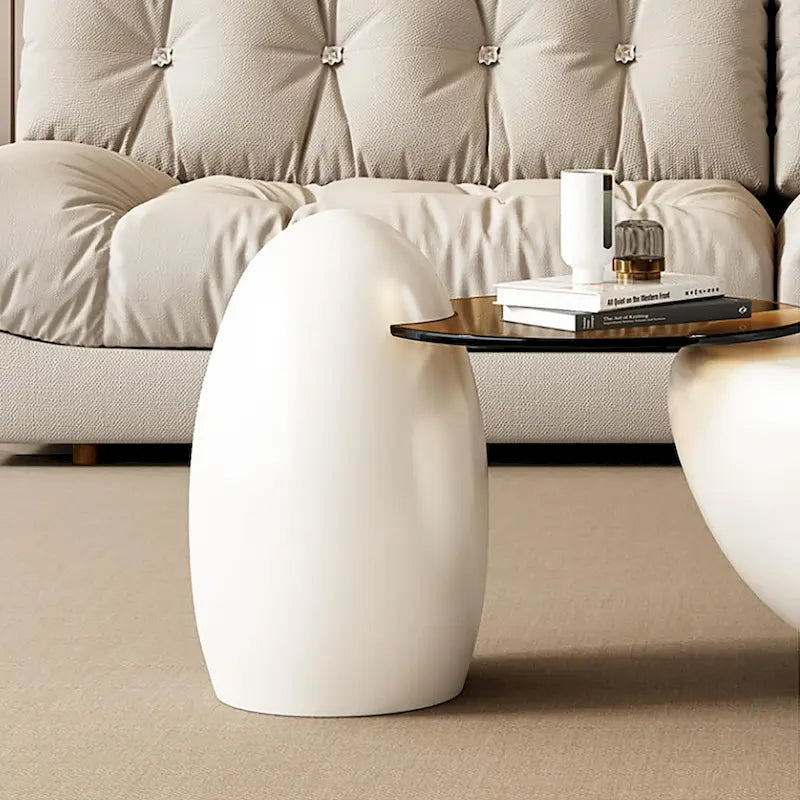 42 Moderne runde, cremeweiße Satztische, 2-teilig, fürs Wohnzimmer – 62