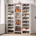 Lantine 14-stöckiges hohes Schuhregal, großer freistehender Organizer mit offenen Fächern für 46 Paar, Holzschrank für Kleiderschrank, Flur, Schlafzimmer, Weiß