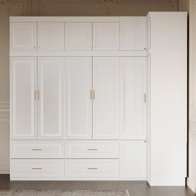Kleiderschrank-Organizer, Kleiderschränke mit Hängestange und 4 Schubladen, großer Stauraum