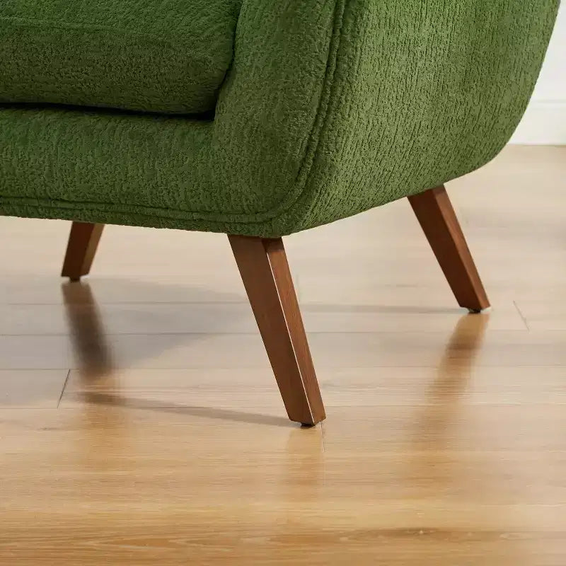Art Leon Bequemer Akzentstuhl aus Jacquard-Flanell mit Holzbeinen