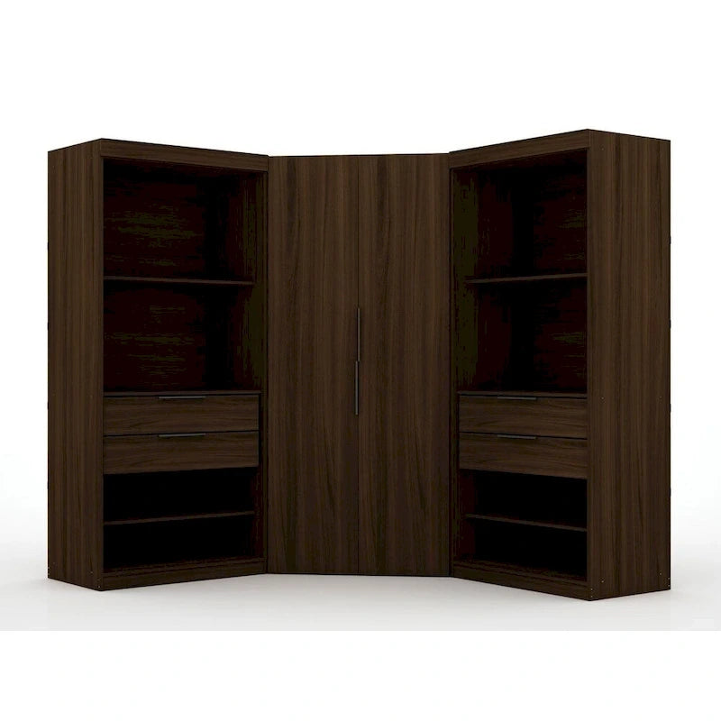 Mulberry 2.0 halb-offenes, 3-teiliges, modernes Eck-Kleiderschrank-Set mit 4 Schubladen