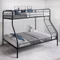 Vollmetall-Etagenbett mit niedrigem Sicherheitsdesign, Absturzsicherung, schräger Leiter und Stauraum unter dem Bett