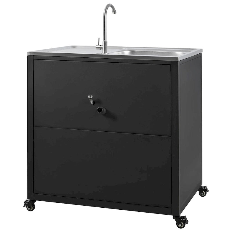 Mobile Outdoor-Spüle, modulare Terrassen-Spülstation mit Schrank