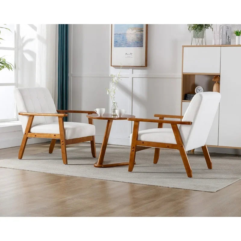 2er-Set Akzentstühle mit Beistelltisch, Armlehnstuhl für Wohnzimmer, Schlafzimmer, Büro - 78,0 cm H * 64,5 cm B * 71,0 cm T