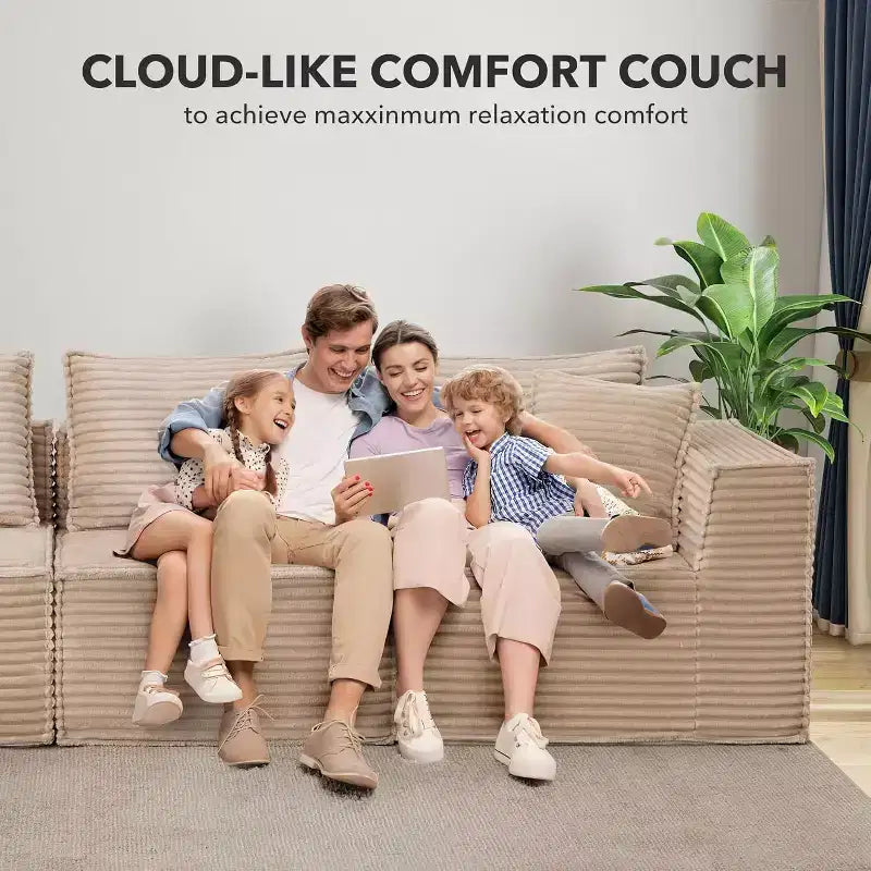 107/ 137 modulares Cloud-Sofa-Element, tiefes, rahmenloses Sofa, wandelbares, bequemes Bodensofa mit Hockern und Memory-Schaumstoff