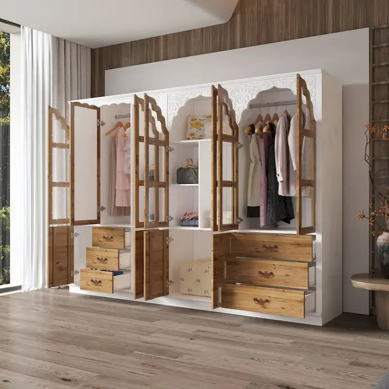 Vintage-inspiriertes zweiteiliges Kleiderschrank-Set mit Metallakzenten