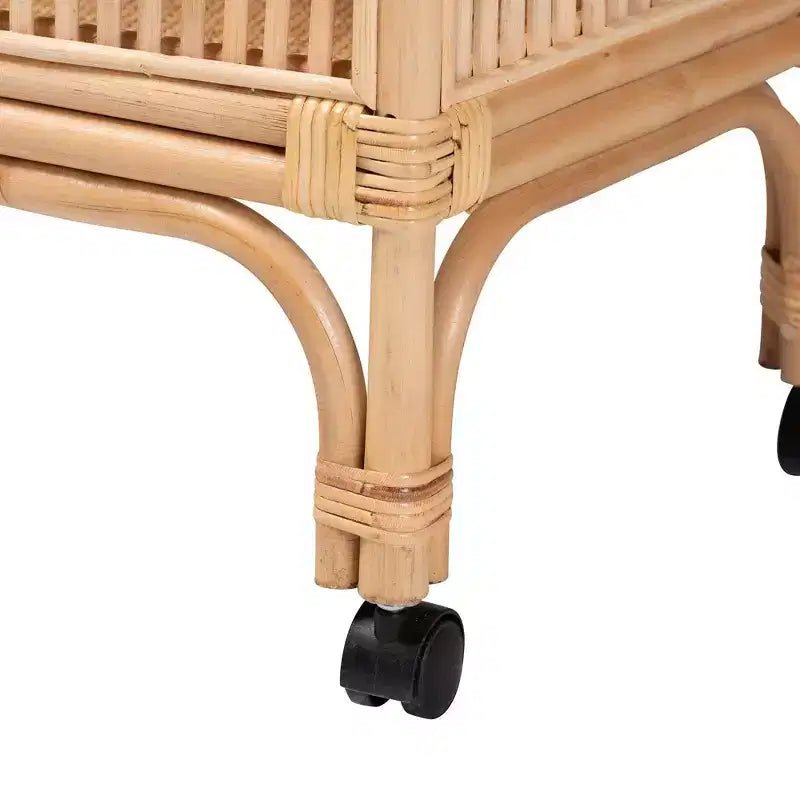 bali & pari Lombok Rattan-Servierwagen Naturbraun: Indoor-Barwagen mit Weinhalter, keine Montage erforderlich