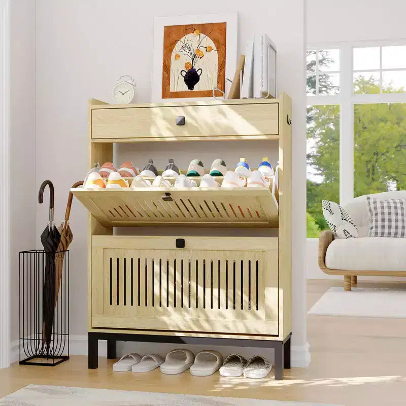 Moderner Schuhschrank aus Holz, verstellbarer Regalboden, freistehendes modernes Design, für Flur, Wohnzimmer