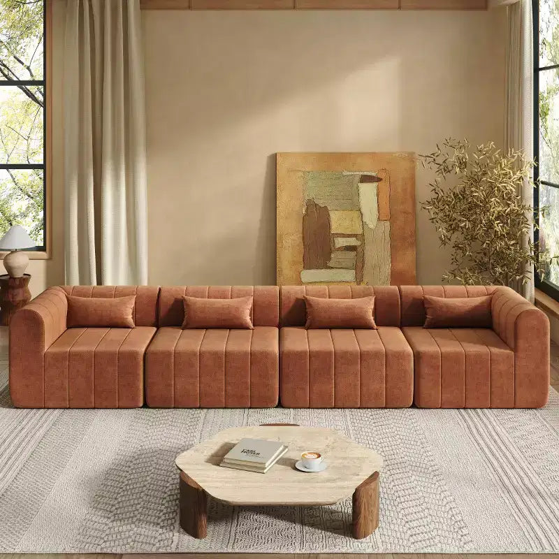 145.5 Modernes, wandelbares Ecksofa, Polster-Ecksofa für 4 Personen mit Schaumstoffkern, L-förmiges Wohnzimmer-Sofa-Panipeachy