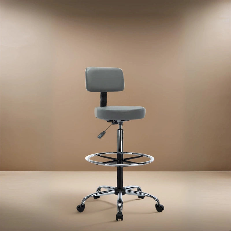 Höhenverstellbarer Zeichentisch-Hocker – Mit Premium-Leder, Laufrollen