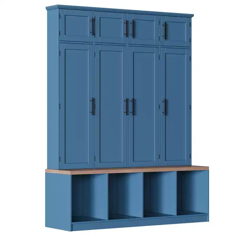 GDFStudio Jessica Farmhouse 4-in-1-Garderobe mit versteckten Haken und Sitzbank mit Stauraum