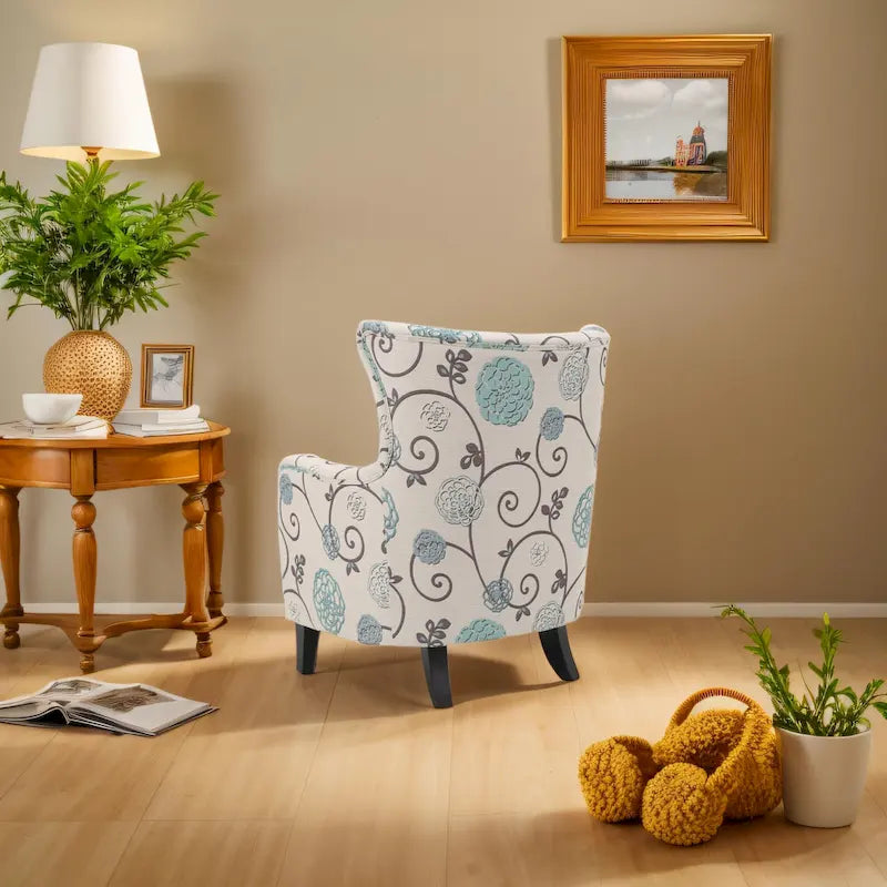 Moderner Retro-Armlehnstuhl, 30,25 Zoll hoch, gepolstert mit Holzbeinen für das Wohnzimmer