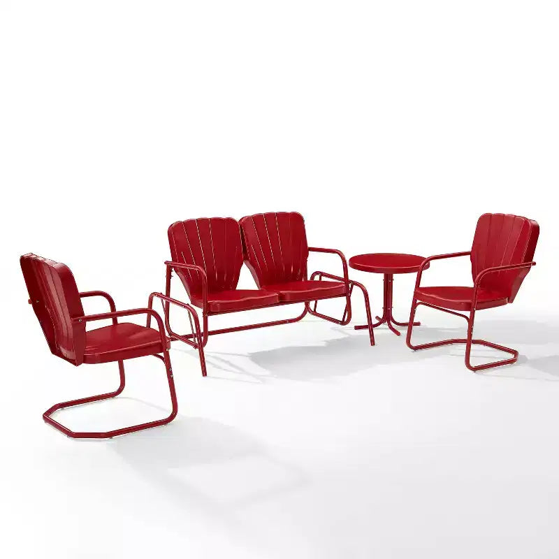 Ridgeland 4-tlg. Outdoor-Sitzgruppe aus Metall - Rot - Crosley
