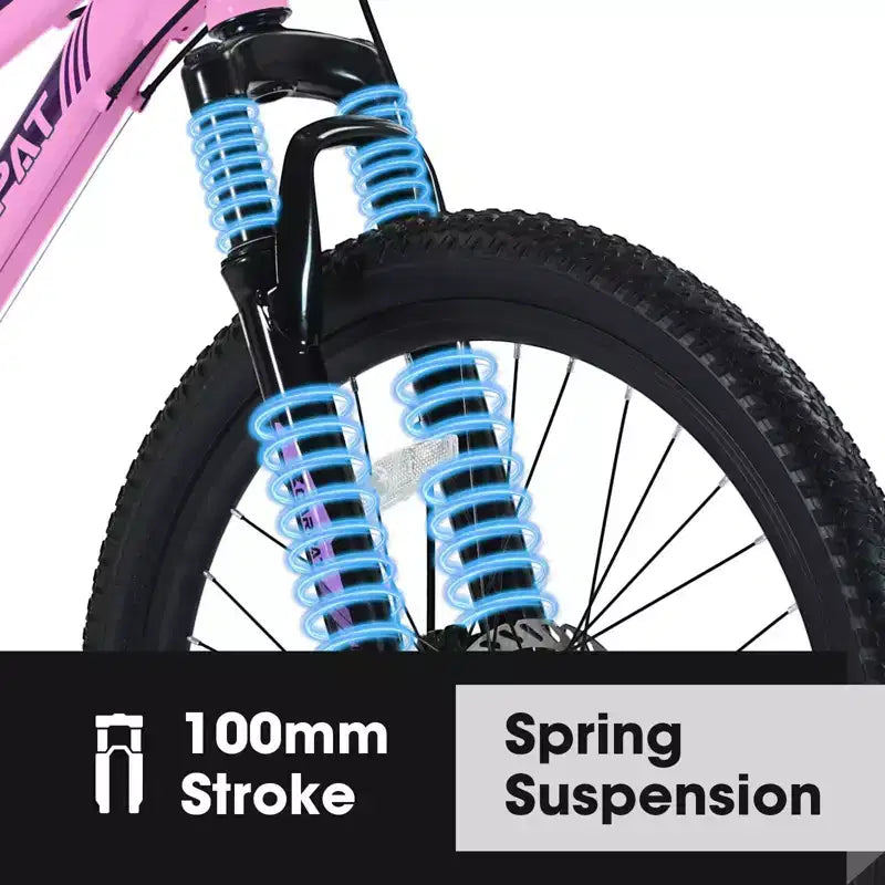 NAYSAYE Fahrrad 26 Zoll Mountainbike mit 21-Gang-Schaltung und Dual-Scheibenbremsen für Teenager und Damen, Pink, 65*24,8*37,4