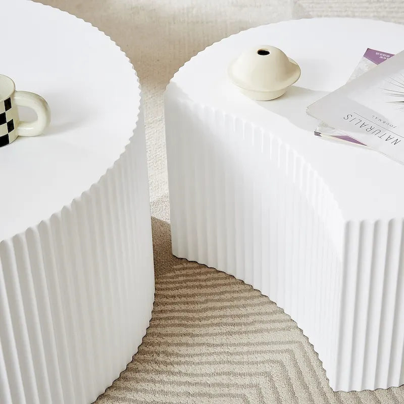 Modernes, glamouröses rundes Satztisch-Set für das Wohnzimmer (2-tlg.), nicht montiert