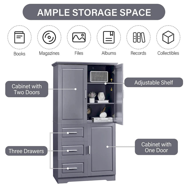 Hoher und breiter Schrank mit Türen für Badezimmer/Büro