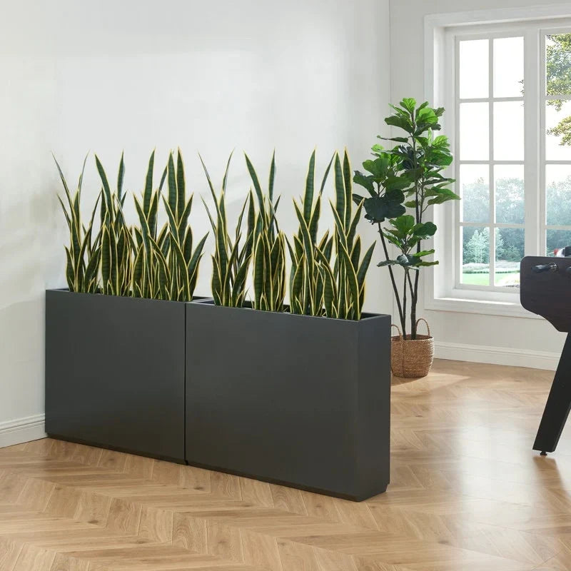 Schwerer metallischer Pflanzkübel für Außenpflanzen, 38L x 10B x 30H Zoll, hohe und lange Pflanzbox mit Metallteiler – 38 x 30 x 10