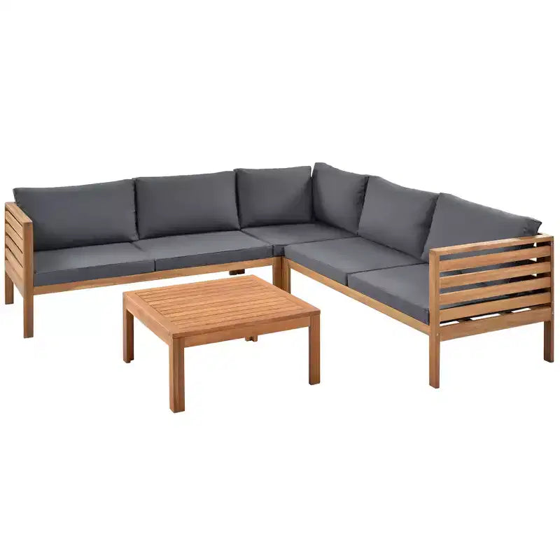 Polibi Acacia Eck-Outdoor-Sofa-Set mit passendem Couchtisch