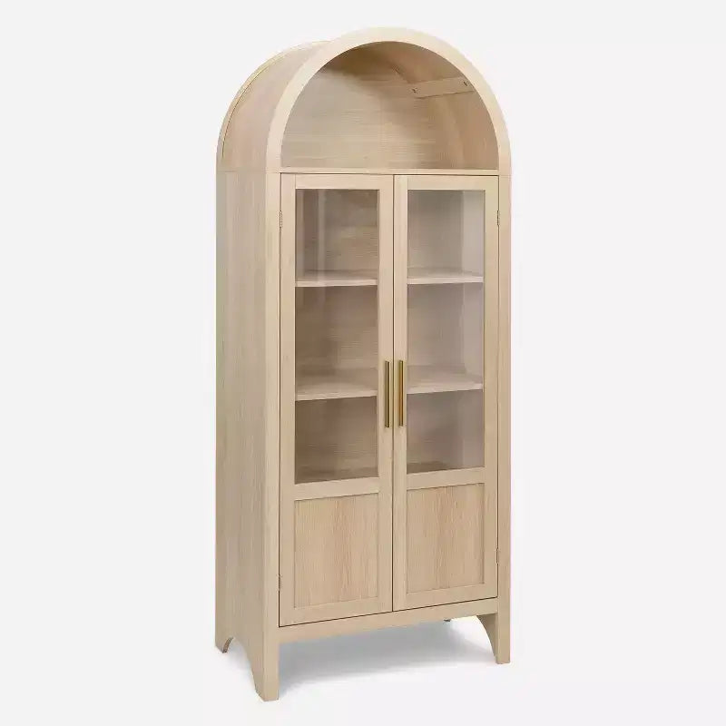 Gewölbte Holzvitrine