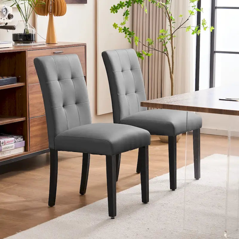 Esszimmerstühle mit Tufting und Kunstlederbezug, 2er-Set
