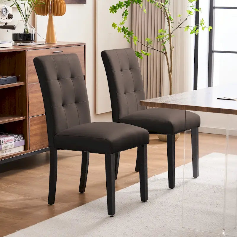 Esszimmerstühle mit Tufting und Kunstlederbezug, 2er-Set