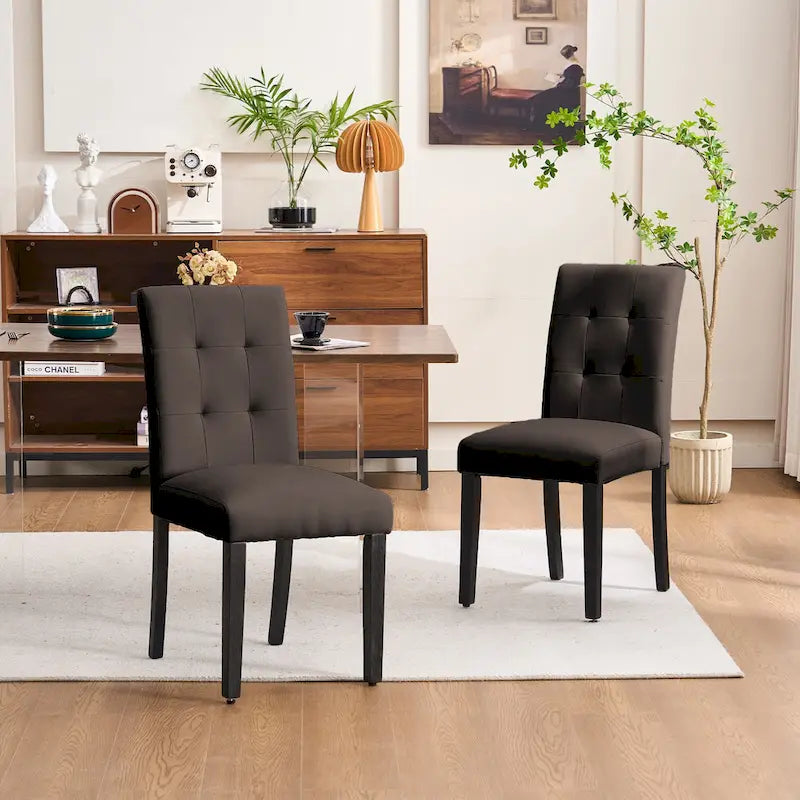 Esszimmerstühle mit Tufting und Kunstlederbezug, 2er-Set