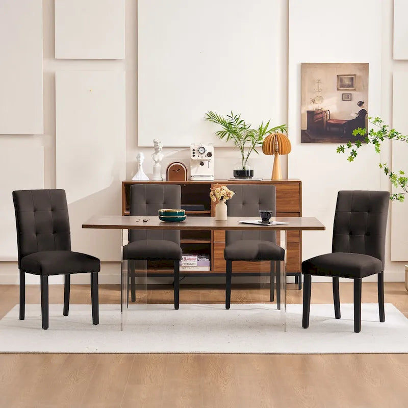 Esszimmerstühle mit Tufting und Kunstlederbezug, 2er-Set