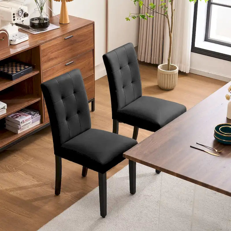 Esszimmerstühle mit Tufting und Kunstlederbezug, 2er-Set